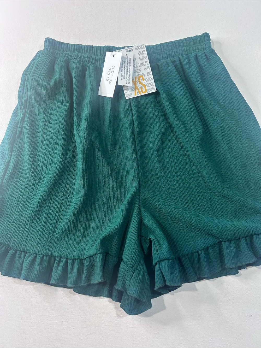 NWT LuLaRoe XS Jude Women’s Teal High-Waist Ruffle Hem Shorts